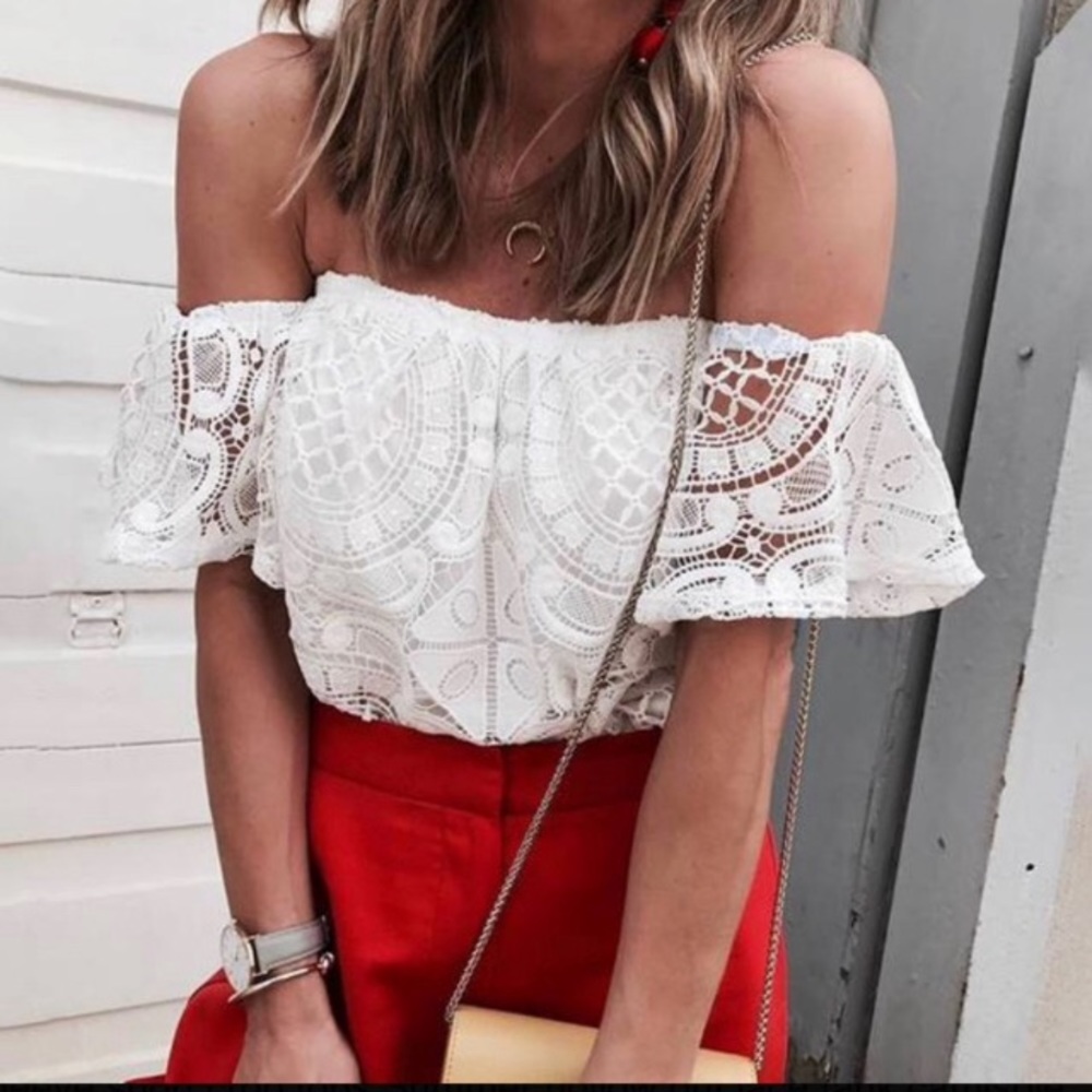 Off the Shoulder Crochet Lace Top